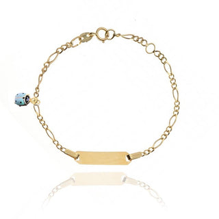 Bracciale neonata coccinella blu con targetta