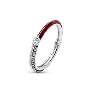 Anello Pietre Luminose & Smalto Rosso Pandora ME