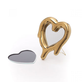 Seletti Specchio-cornice "Melted Heart Gold"