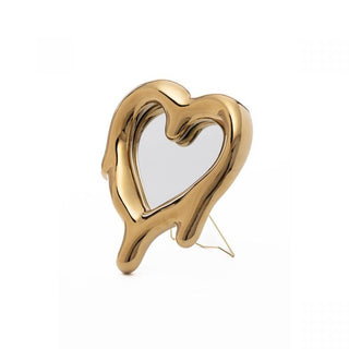 Seletti Specchio-cornice "Melted Heart Gold"