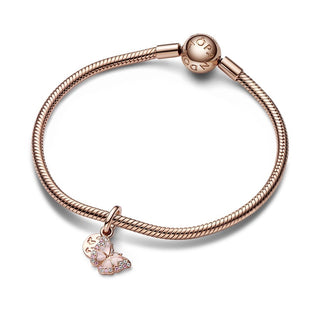 Pandora Charm pendente doppio Farfalla Rosa e Messaggio