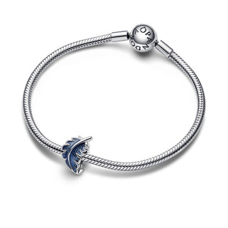 Pandora Charm Piuma Curva Blu