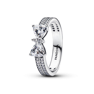 Double Band Pavè Ring with Bright Bow