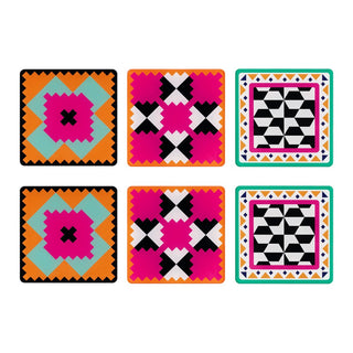 Sottobicchieri Quadrato Set 6 Pz. Decor Ethnic