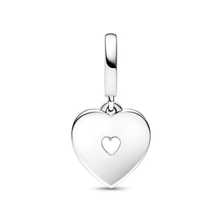 Charm pendente Doppio Cuore con Perle Coltivate d'Acqua Dolce