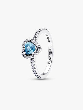 Anello Cuore in Rilievo Azzurro