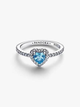 Anello Cuore in Rilievo Azzurro