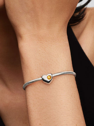 Charm Cuore con Pietra Miele Novembre
