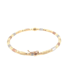 Bracciale Rigido in Oro Giallo 18 kt a Maglie Alternate