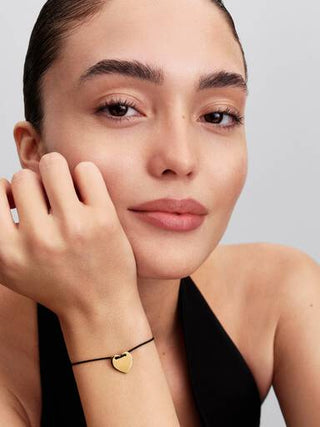 Bracciale Regolabile Cordino Nero con Cuore da incidere
