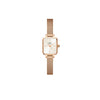 Mini Melrose Rose Gold &amp; Champagne Quadro Watch 15x18mm
