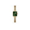 Mini Evergold Gold and Emerald Quadro Clock 15X18mm