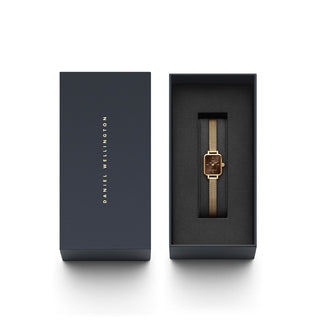 Orologio Quadro mini Evergold oro e marrone 15x18mm