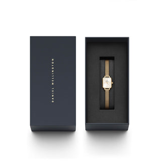 Orologio Quadro mini Evergold oro e champagne 15x18mm