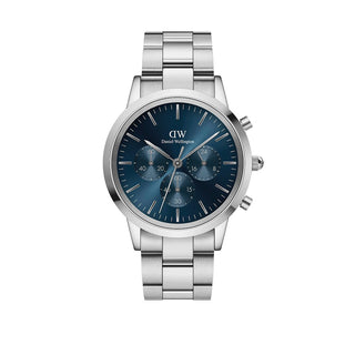 Orologio Iconic Chronograph Link argento e blu 44mm