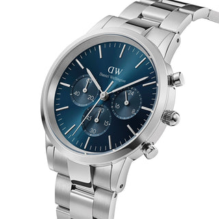 Orologio Iconic Chronograph Link argento e blu 44mm