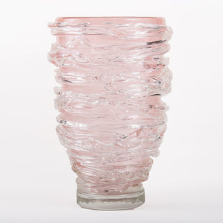 Vaso soffiato in vetro di Murano rosa stile anni '50