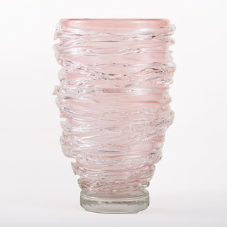 Vaso soffiato in vetro di Murano rosa stile anni '50