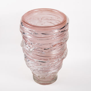 Vaso soffiato in vetro di Murano rosa stile anni '50