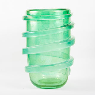 Vaso in vetro di Murano verde con spirale stile anni '50