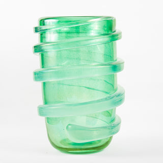 Vaso in vetro di Murano verde con spirale stile anni '50