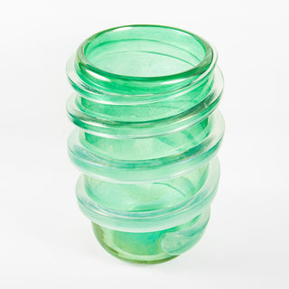 Vaso in vetro di Murano verde con spirale stile anni '50