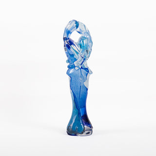 Scultura di Amanti in vetro di Murano, Abbraccio Blu Celeste