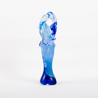 Scultura di Amanti in vetro di Murano, Abbraccio Blu Celeste