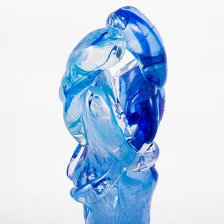 Scultura di Amanti in vetro di Murano, Abbraccio Blu Celeste