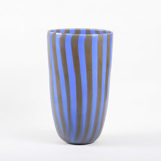 Vaso a Canne Opache in vetro di Murano Azzurro e Grigio