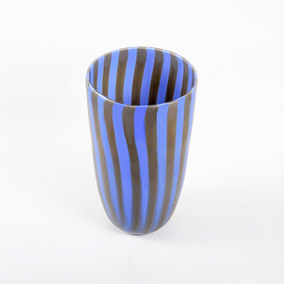 Vaso a Canne Opache in vetro di Murano Azzurro e Grigio