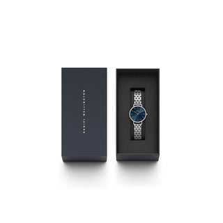 Daniel Wellington Orologio Petite Bezel argento e blu 28mm