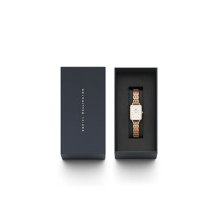 Daniel Wellington Orologio Quadro Bezel oro e bianco 20x26mm