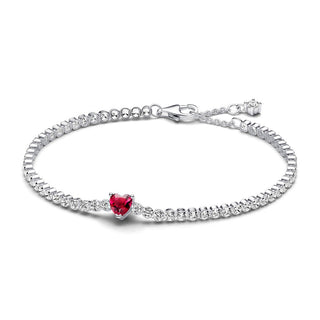 Bracciale Tennis con Cuore Rosso