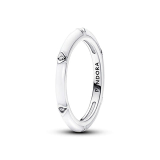 Anello Smalto Bianco con Pietre Luminose Pandora ME