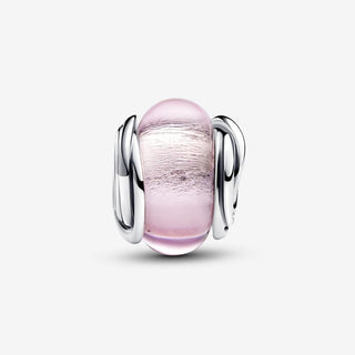 Pandora Charm Vetro di Murano Rosa e Cerchi- 793241C00