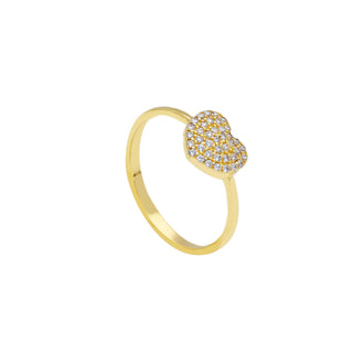 Anello Cuore Pavé Zirconi Oro