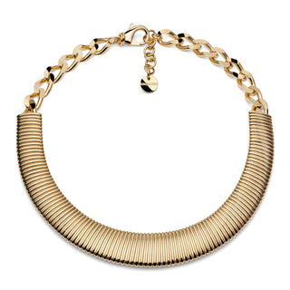 Semi-Rigid Necklace in Tubogas Mesh and Gold-Plated Chain