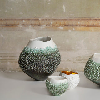 Fos Ceramiche Vaso Oceania in porcellana verde e bianca-