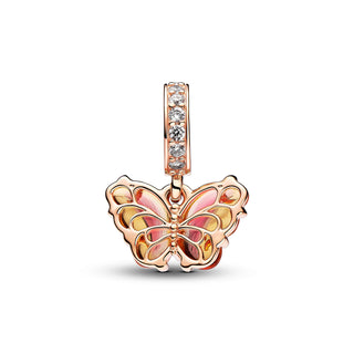 Pandora Charm Pendente Farfalla Vetro di Murano Arancione e