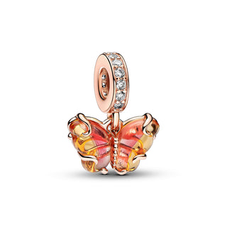 Pandora Charm Pendente Farfalla Vetro di Murano Arancione e