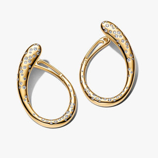 Serpentine Oval Hoop Earrings with Luminous Stones