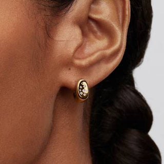 Sinuous Teardrop Earrings with Luminous Stones