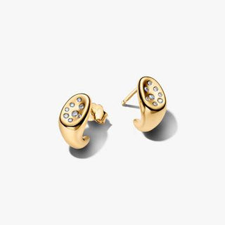 Sinuous Teardrop Earrings with Luminous Stones