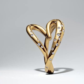 Sinuous Line Heart Earrings with Luminous Stones