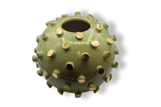 Dolfi Ceramiche Vaso A Palla Tronchetti Oro Fondo Verde-