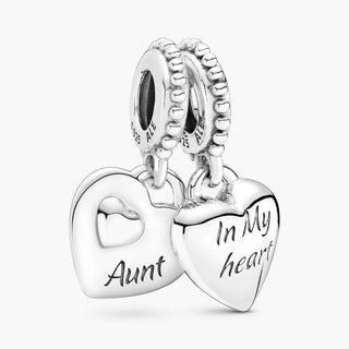 Pandora Charm pendente con due cuori zia e nipote