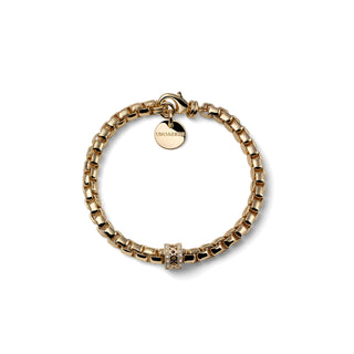 Gold Venetian Bracelet with Central Barrel Bead