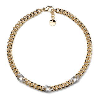 Gold Plated Curb Chain with Zircons