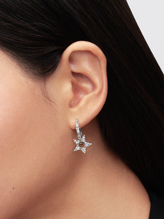 Orecchini a Cerchio Stella in Argento Sterling con Zirconia Cubica Trasparente